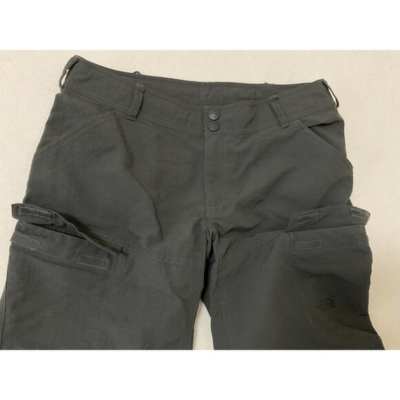 North Face W Medium 10 Black Nylon Hiking Pants T150 Drawstring Plain Front - Picture 11 of 12